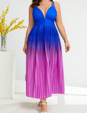 Rochie lunga SHEIN CURVE, albastru/roz