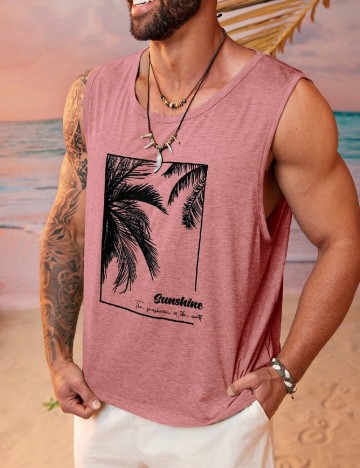 
						Maiou SHEIN Plus Size Men, roz pudra inchis