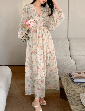 Rochie lunga Dazy, floral print