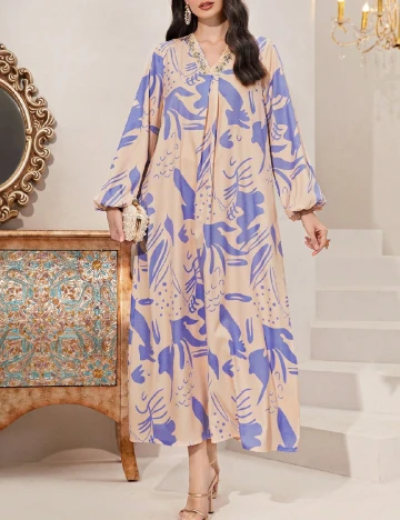 Rochie medie SHEIN, mov/crem