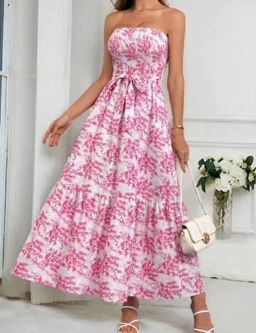 Rochie medie SHEIN, alb/roz