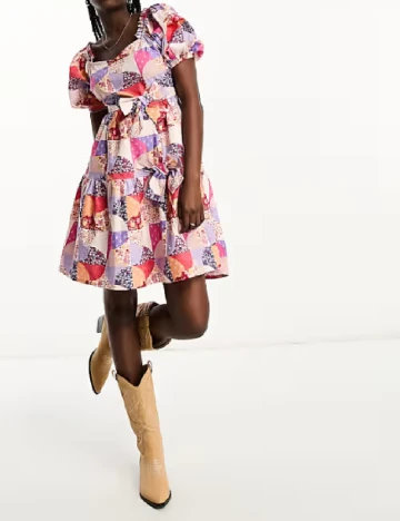 Rochie scurta Neon Rose, mix culori