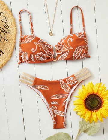 
						Costum de baie SHEIN, maro