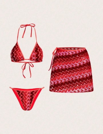 
						Costum de baie SHEIN, rosu