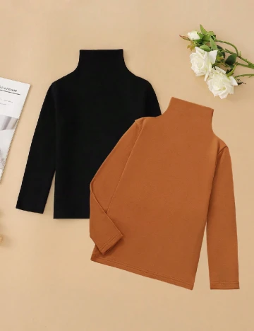Set bluze 2 bucati Shein Kids, negru/maro