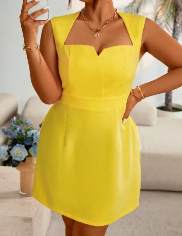 Rochie scurta SHEIN CURVE, galben