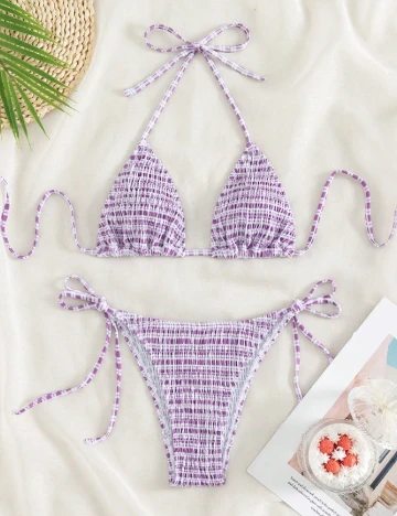 Costum de baie SHEIN, mov/alb