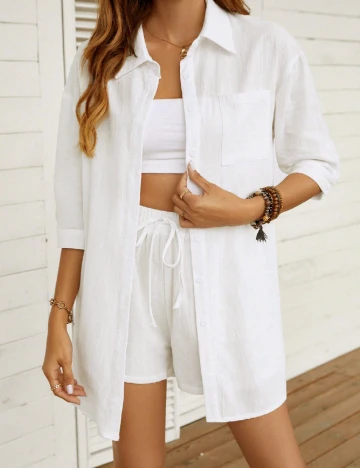 Camasa Oversize SHEIN CURVE, alb