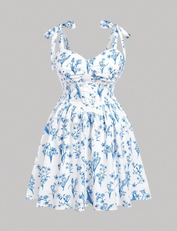 
						Rochie scurta SHEIN CURVE, alb/albastru