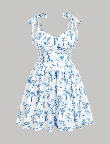 Rochie scurta SHEIN CURVE, alb/albastru