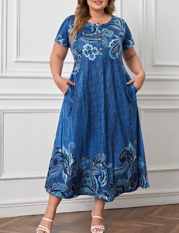 
						Rochie medie Emery Rose Curve, albastru