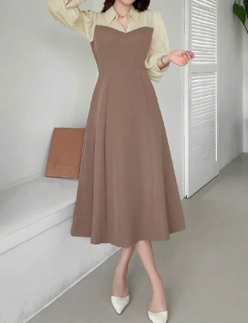 Rochie medie Dazy, maro