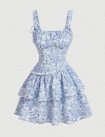 Rochie scurta SHEIN CURVE, alb/albastru