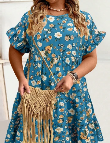 Rochie medie SHEIN CURVE, albastru