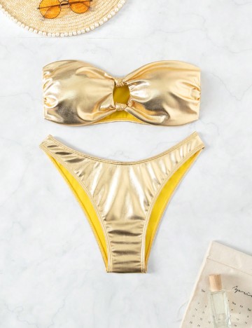 
						Costum de baie SHEIN, auriu