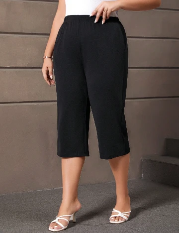 Pantaloni trei sferturi SHEIN CURVE, negru