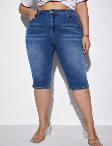 Pantaloni scurti SHEIN CURVE, albastru