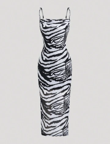 Rochie medie SHEIN, alb/negru