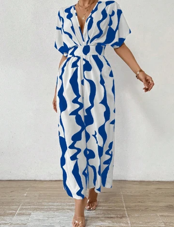 Salopeta SHEIN, alb/albastru