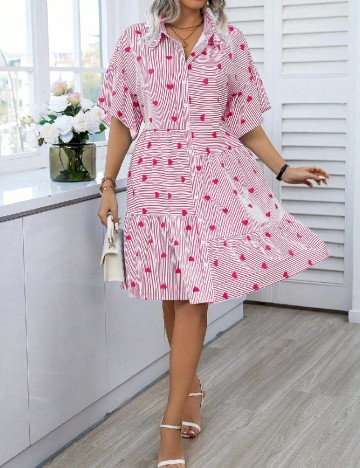 
						Rochie scurta SHEIN CURVE, alb/roz