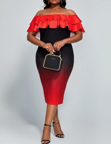 
						Rochie medie SHEIN CURVE, negru/rosu