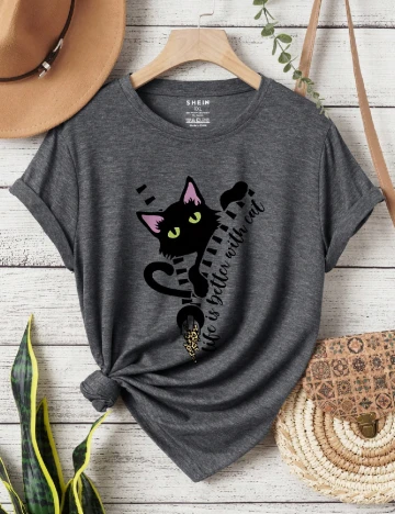 Tricou SHEIN CURVE, gri