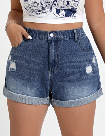 Pantaloni scurti SHEIN CURVE, albastru