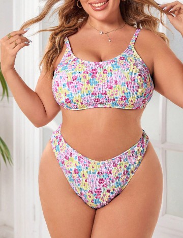 
						Costum de baie SHEIN CURVE, floral
