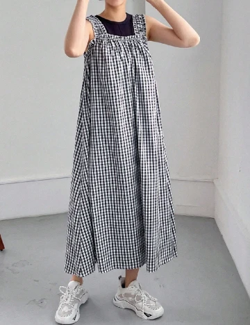 Rochie lunga Friful, alb/negru