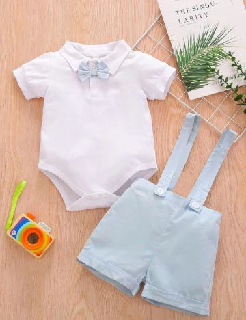 Compleu Shein Kids, alb/albastru