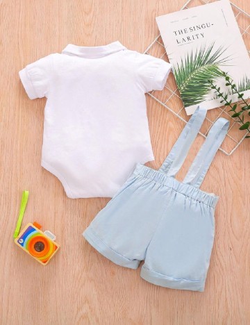 Compleu Shein Kids, alb/albastru