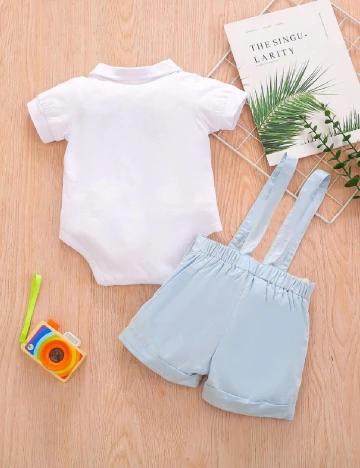 Compleu Shein Kids, alb/albastru