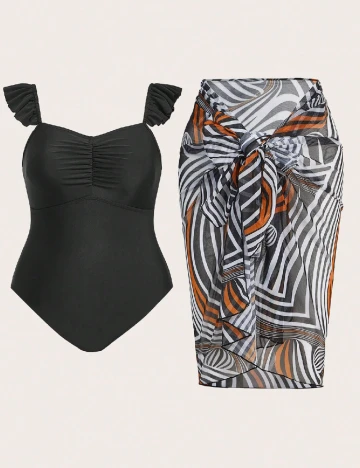 Costum de baie SHEIN CURVE, negru