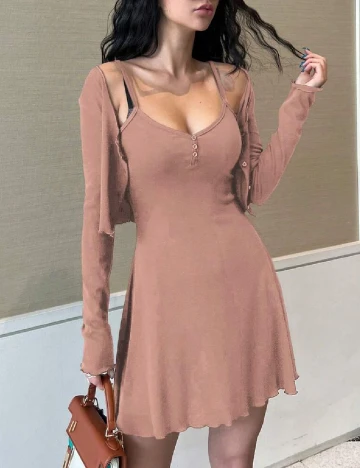 Compleu Dazy, roz pudra