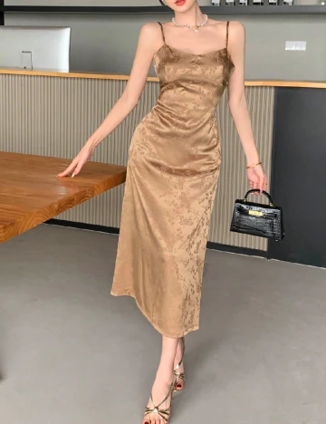 Rochie medie Dazy, maro