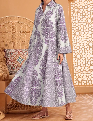 Rochie lunga SHEIN, alb/mov