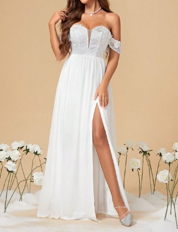 
						Rochie lunga Mgiacy, alb