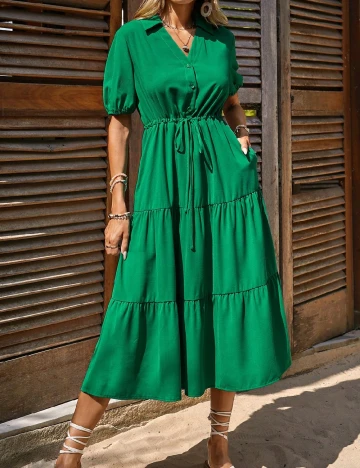 Rochie lunga Emery Rose, verde
