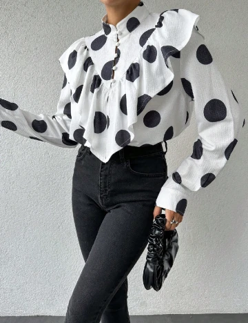 Bluza SHEIN, alb/negru