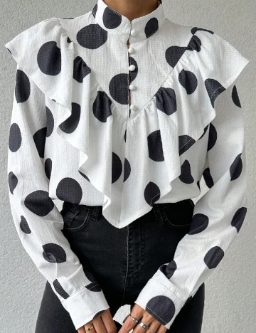 Bluza SHEIN, alb/negru