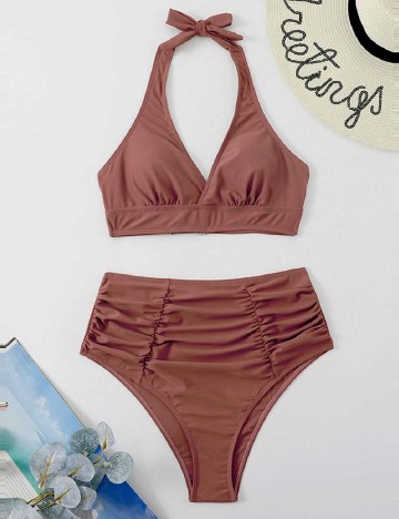 
						Costum de baie SHEIN, maro