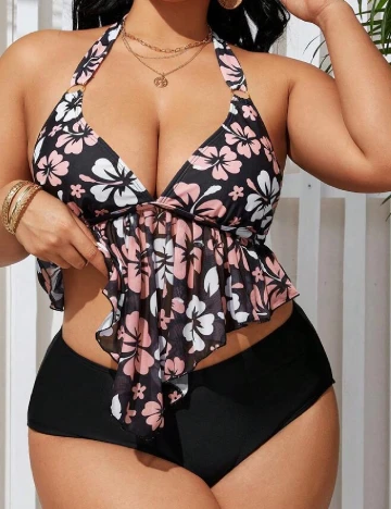 Costum de baie SHEIN CURVE, floral print