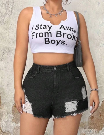 Pantaloni scurti SHEIN CURVE, negru