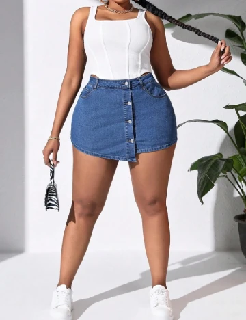 Fusta pantalon SHEIN CURVE, albastru