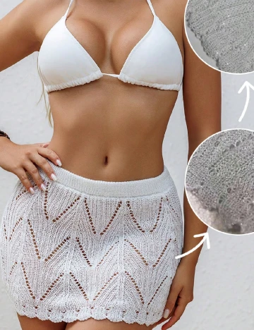 Fusta de plaja SHEIN, alb