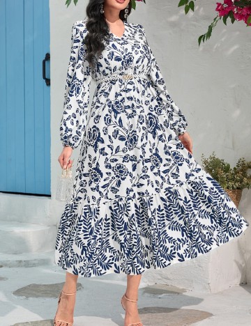 
						Rochie medie SHEIN, alb/albastru