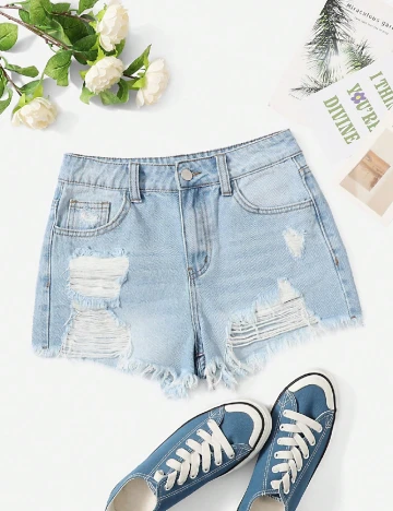 Pantaloni scurti SHEIN CURVE, albastru