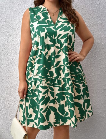 
						Rochie scurta SHEIN CURVE, verde/ecru