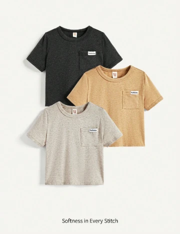 Set Tricouri 3 bucati Shein Kids, mix culori