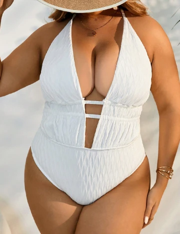 Costum de baie SHEIN CURVE, alb